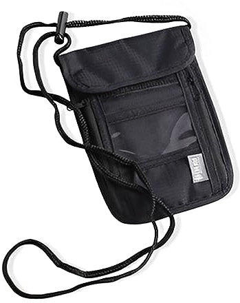 JOCXZI Pochette Telephone Portable,Pochette Voyage,Pochette Passeport,Porte Telephone Cou,Pochette secrète,Sac de Rangement de Documents antimagnétique et antivol (Noir)