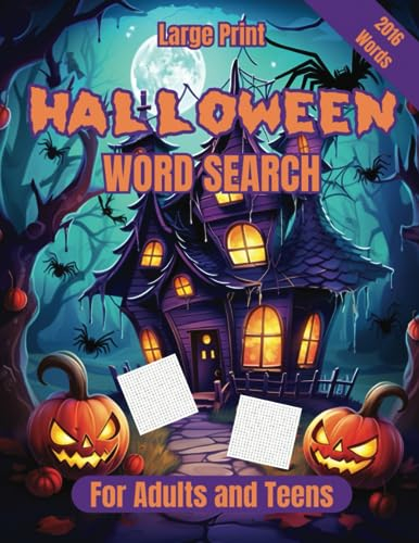 Halloween Word Searches for Adults and Teens: Large Print Spooky Themed Word Search Puzzle Book for Halloween Enthusiasts-Includes Solutions