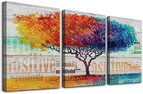MHARTK66 Tableau Decoration Murale Salon Moderne Tableaux Arbre Coloré, Peinture Inspirante Nature Paysage Impression Sur Toile, Decoration Murale Chambre Salle De Bain Cuisine Bureau