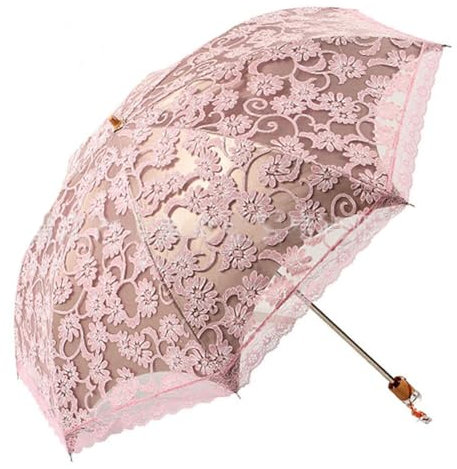 LICHENGTAI Parasols en Dentelle à Fleurs, Parapluie Pliant pour Femmes, Parapluie de Mariée en Dentelle, Résistant aux UV UPF 50+, Fleur Broderie Mariage Photographie Parasol