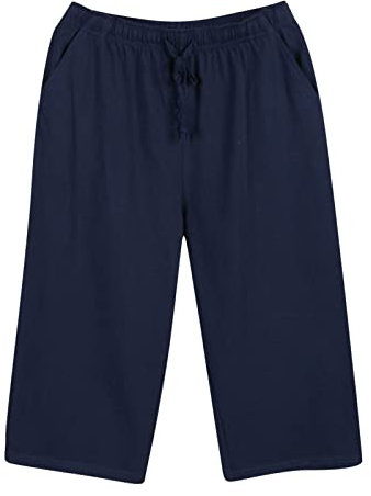 Beokeuioe Pyjamahose Baumwolle Modal 3/4 Länge Schlafanzughosen Herren Kurz Nachtwäsche Shorty Schlafshorts für Herren Einfarbig Loungehose Sommer Nightwear mit Seitentaschen
