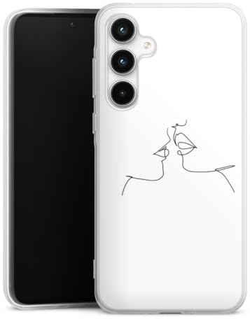 DeinDesign Silikon Hülle kompatibel mit Samsung Galaxy A35 5G Case transparent Handyhülle Kussmund Line Art Liebe