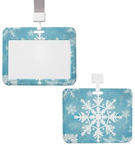 Porte-badge d'hiver en forme de flocon de neige rétractable à clip en plastique imperméable avec lanière verticale pour protection de carte de travail, porte-nom, porte-nom pour travail, bureau,