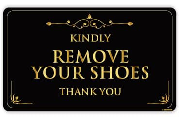GEEKBEAR Remove Your Shoes Sign - Acrylic, Unique, Durable - 9.8 x 5.9 in (04. Gold)