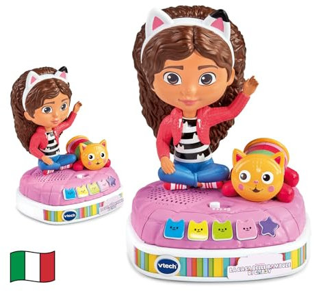 VTech Racconta Storie Luminoso di Gabby, Giocattolo Interattivo Raccontastorie con Suoni, Cuscigatta Utilizzabile come Luce Notturna, 4 Bottoni Interattivi, Lingua Italiana, Batterie Incluse, 3-7 Anni