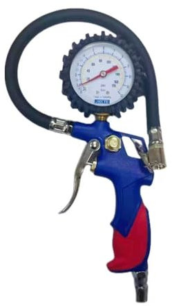 Shkalacar Reifenfüller mit Druckmesser, 0-15 bar/0-220psi Reifendruckmesser mit Schlauch, Mechanischer Zeiger, Kupferdüse, Druckluft Reifendruckprüfer für Auto, LKW, Motorrad, Fahrrad