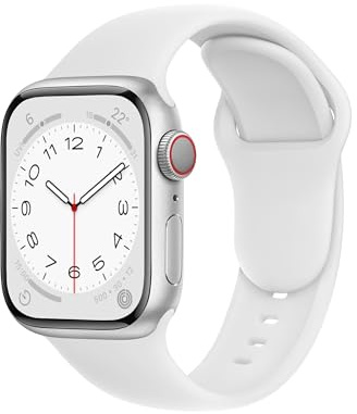 ELETTRONEO C1 Armband für Apple Watch Band Ultra 3 2 49mm, Series 11 10 46mm, 9 8 7 45mm 41mm, SE 6 5 4 44mm 40mm, 3 2 1 42mm 38mm Damen Herren Sport Silikon Strap, Weiß