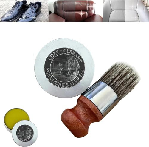 Renovex Lederreparaturcreme, Ledersalbe für Möbel und Holz, Lederpflege und Reparaturcreme mit Wildschweinborstenbürste, tiefes Lederreiniger-Set für Möbel (1 Stück)