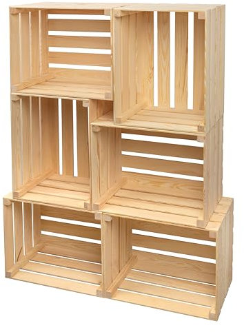 PINEEA Cajas de Madera Grandes - Frutero Madera - Decorativas Cajas de Vino – Naturaleza Vintage Caja de Madera 50x40x30