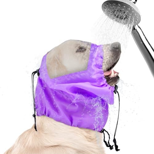 Dog Shower Cap, Adjustable Dog Ear Protection for Swimming Waterproof Dog Bath Ear Covers Dog Headband for Bathing Dog Rain Hat for Pet Shower Supplies (Purple)