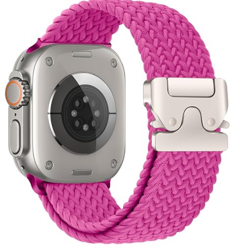 Geflochtenes Armbänder für Apple Watch 10 Armband 46mm 42mm 40mm 44mm 45mm 41mm 38mm 49mm,Elastisches Nylon Strap Fallschirmverschluss Band für Apple Watch SE/2 iWatch 9 8 7 6 5 4 3 Ultra/2 Apfelband