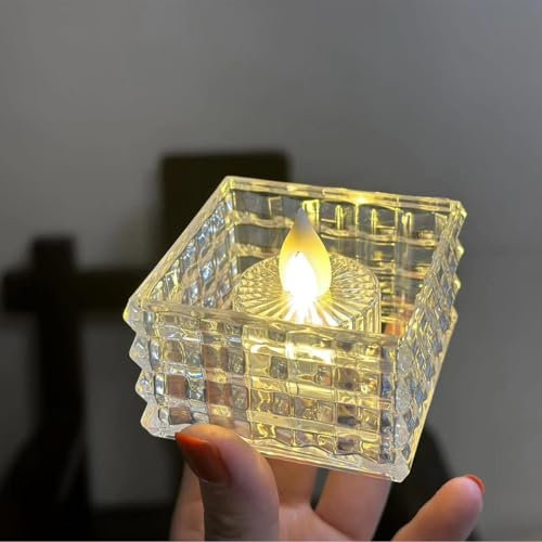 Keyubria Bougie chauffe-plat à batterie, bougie chauffe-plat à LED - Bougies chauffe-plat sans flamme,6 fausses bougies Led sans flamme, bougies électriques en acrylique, romantiques pour centres de