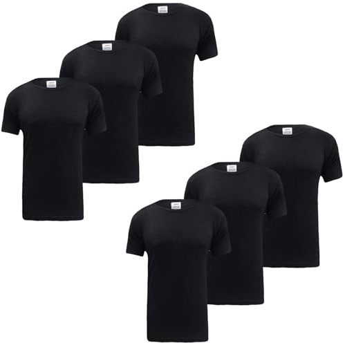 Gaffer 6 Pack Mens Thermal Top Set Short Sleeve T-Shirts Warm Baselayer Inner Underwear Vest Winter Ski Wear for Outdoor Work, Travel, and Cold Weather Black 6 Pack Short Sleeve Top M