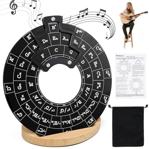 Erzekrim Quintenzirkel für Gitarre, Gitarrenmelodie-Werkzeug, Musiktheorie-Disc, Akkord-Presser für Anfänger und Profis (A)