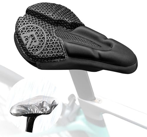 ROCKBROS Fahrrad Sattelbezug Gel Fahrradsitz Polsterung 3D, mit wasserdichter Sattelschutz, Fahrradsattel Überzug für Rennrad Mountainbike, stoßfeste und dekompressiv