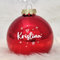 Personalisierte Weihnachtskugel aus Echtglas, 8 cm mit Deinem Namen & Wunschmotiv (01_Rot, Name & Herz)