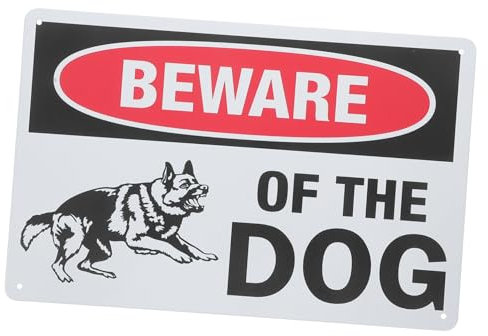 OKUMEYR Vintage Dog Signs Beware of Dog Warning Sign for Garden Patio Fence Iron Retro Style Decorative Hanger