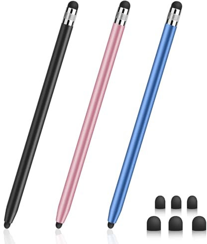 3 Pièces Stylos pour écrans Tactiles, Stylet Capacitif Haute Sensibilité, Stylet Tactile Capacitif 2 en 1 Compatible avec Smartphones, Tablettes et Autres écrans Tactiles
