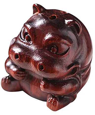 PRETYZOOM Hippo Schlüsselanhänger Holzfigur Miniatur Nilpferd Deko Holzschnitzerei Skulptur Anhänger Für Auto Und Büro Wohnaccessoires Geschenkidee