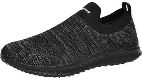 Scarpe da corsa da uomo, leggere, antiscivolo, estive, traspiranti, senza lacci, per il tempo libero, in rete, per il fitness, per l'uso quotidiano, grigio scuro, 39 EU