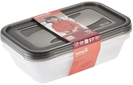 keeeper fredo fresh Frischhaltedosenset 3-teilig, 3 x 2,4 l, Crystal Grey (Transparent)