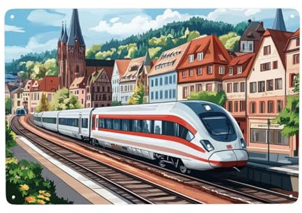Blechschild, Eisenbahn-Reiseposter, Rustikales Landschild, Wandkunst, Türschild Zum Aufhängen, Für Rustikale Wohnkultur, 20x30cm