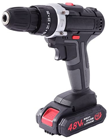 POTYYH Perceuse-visseuse sans fil 21 V avec 2 batteries et lumière LED, 2 vitesses, mandrin de 13 mm, couple max. 25 Nm