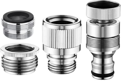 HENYGEN 4 adattatori rapidi per rubinetto del lavandino in acciaio inox per tubo da giardino e lavastoviglie per tubo doccia adattatore per doccia