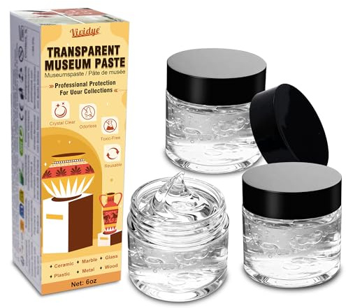 Gel de Musée - 170 g Pâte de Musée Transparente pour Sécuriser les Objets de Collection - Gel D'exposition Amovible, Sans Résidus et Réutilisable - Cire de Musée pour Verre, Antiquités, Céramique