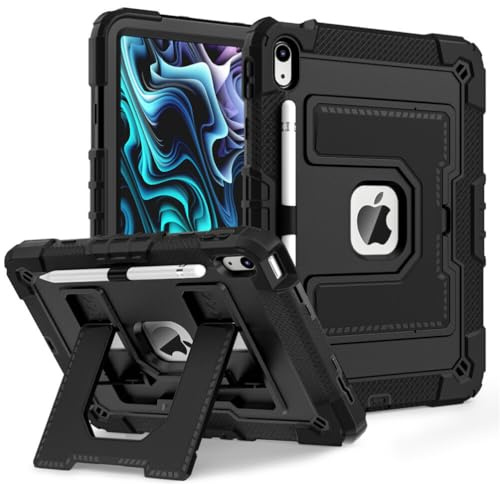 Custodia per iPad 10a generazione 11.9 pollici 2022 (colore: nero/nero) custodia completa posteriore rigida in silicone rigido cinturino