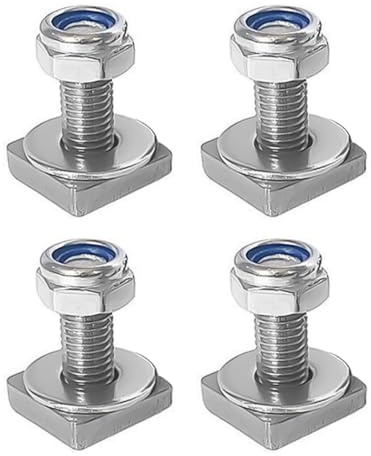 Alide 4 Pcs T Track Bolts Roof Rack Bolts M6 X 30 Mm with Nut Washer 20x20mm Square Sliding Blocks for Roof Rack Rail Carrier