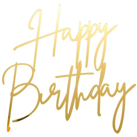 Tyqour Happy Birthday Tortendeko Gold Acryl Kuchen Deko Cake Topper Geburtstag Glitter Kuchendeko Geburtstag Kuchen Dekoration Spiegel Acryl Happy Birthday Cake Topper für Frauen Mädchen Männer,9cm