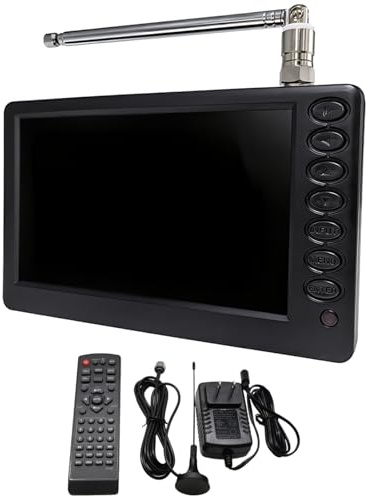 Bosreroy Tv portatile 5 pollici (12,7 cm) e ricaricabile, sintonizzatore digitale Atsc con, uso domestico e auto per design compatto, telecomando incluso, antenne doppie e adattatore di alimentazione