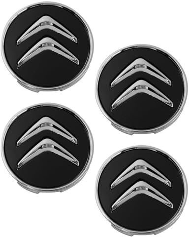 LOZTBUE 4 PCS enjoliveurs de Roue Noirs,pour Citroën 60 mm C1 C3 C4 C5 C6 DS3,Enjoliveurs de Roue en Alliage,Bonne stabilité