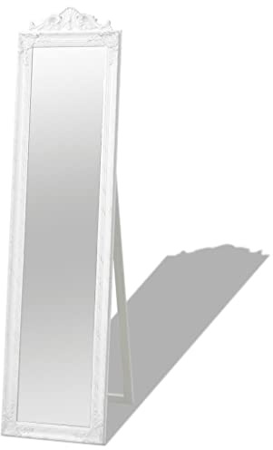 Tomostar Miroir sur Pied Pleine Longueur, Grand Miroir de Sol Intégral Style Baroque 160x40 cm Blanc