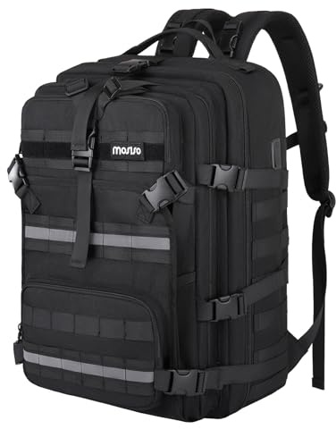 MOSISO Large Capacity Expandable Motorcycle Helmet Backpack for Men, Black | Motorcycle Backpacks with USB Charging Port&Laptop Compartment, Tactical Backpack for Outdoor Cycling Riding Traveling