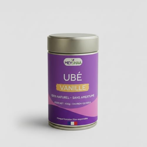 Ube Vanille 100% Naturel – Poudre d’Ube Violet à la Vanille Naturelle, Sans Sucre Ajouté, Sans Additifs – Latte & Desserts, 100gr (Marque Française)