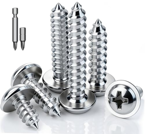 mawmuaw Self Tapping Screws M4x10 mm, 60 Pcs Pan Head Screws for Wood | 304 Stainless Steel, Self Drilling Screws, Wafer Head Screw, Phillips, for DIY Hardware, Repair, Wood, Metal, Plastic