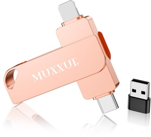 [Sin App] MUXXUE 256GB Memoria Externa iPhone 3 en 1 | Pendrive iphone para 1Phone 1Pad Android y PC Memoria USB C Pen Drive para Fotos, Videos y Archivos