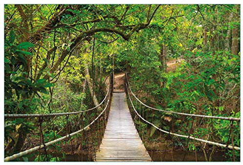 Wallario Küchenrückwand selbstklebend 90 x 60 cm, Motiv: Hängebrücke im Urwald grüner Dschungel | Spritzschutz abwischbar & pflegeleicht