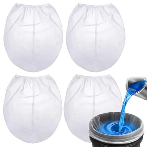 4 Pcs Paint Strainer Bags,5 Gallon Fine Mesh Nylon Filter Bags with Elastic Opening,Large White Strainers for Paint,Stains,Emulsion & Home Brewing,54cm x 50cm Duty Liquid Filter Netting (WH 5GAL)