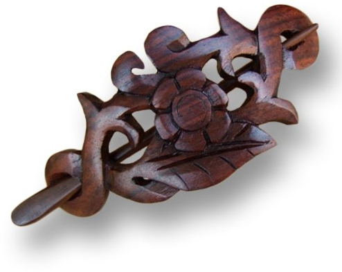 ISLAND PIERCINGS Haarspange Handarbeit aus Holz HS23: 10,5 cm, 1 Stück, Frauen, Casual mit floralem Muster