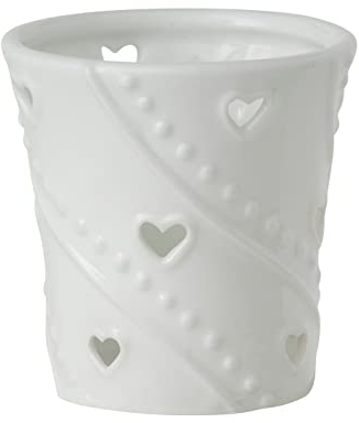 Yankee candle 1306077 White Hearts Porta Sampler, Ceramica, Bianco, 6.5x6.2x7.6 cm