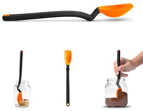 Dreamfarm Mini Supoon - Cuchara de cocina antiadherente de silicona para raspar, raspador de tarros mide 5 ml de cucharadita, 8 pulgadas, color naranja