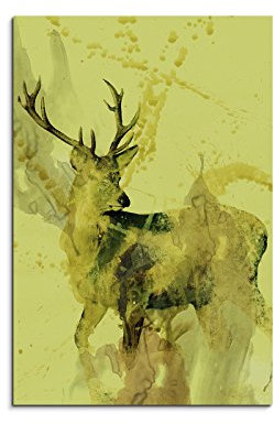 Hirsch_90x60cm Splash Art Paul Sinus Aquarell, Gemälde, Kunstbild auf Leinwand