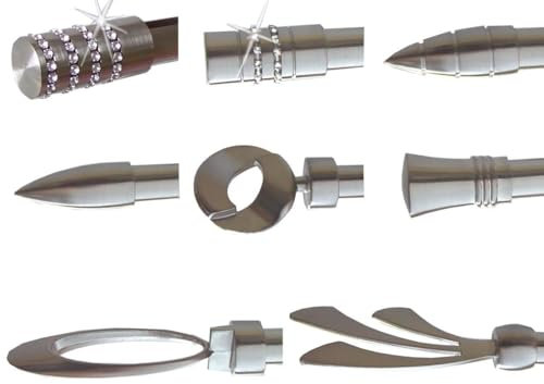 BASIT Endstück f. 20mm Gardinenstangen Edelstahl Look Kappe Kristall - Designs wählbar, Modell:E83
