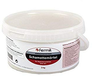 Fermit Schamottezement Feuerzement Temperaturbeständigkeit: über +1250°C und 4x Anzündwürfel aus Holzfaser und Pflanzenöl ca. 8 min Brennzeit (Schamottezement 3 kg)