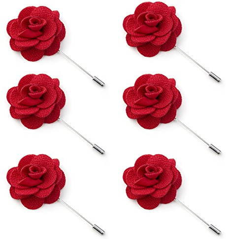 TOPTIE lot de 6 épinglette à fleur de revers pour hommes Rose pour le bâton de boutonnière de mariage