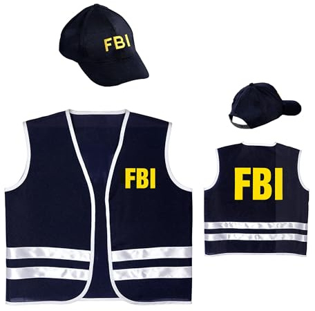 W WIDMANN MILANO Party Fashion 58957 - Kinderkostüm FBI, Weste, Kappe, Polizei, Karneval, Mottoparty