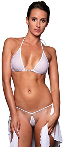 my sexy bikini - Micro Bikini Transparent Maillot de Bain String Noir Blanc Orange Bleu Rose Or en Fine Tulle - Tahiti